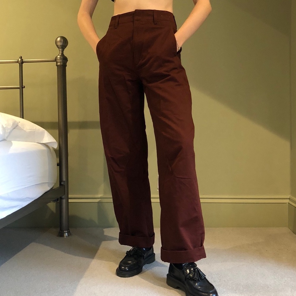 Uniqlo Wide Leg Pants in Deep Burgundy